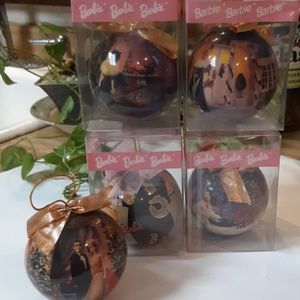 Barbie Christmas tree ornaments 4 lot set retro vintage old